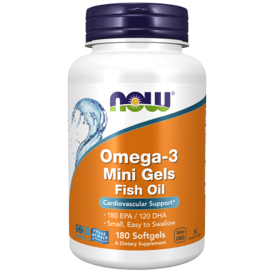 Omega-3 Mini Gels 180 гел-капсули | Now Foods