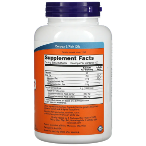 Omega 3 (Рибено Масло) 1000 мг 200 дражета | Now Foods