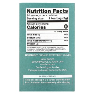 Organic Peppermint Tea 30 пакетчета | Now Foods