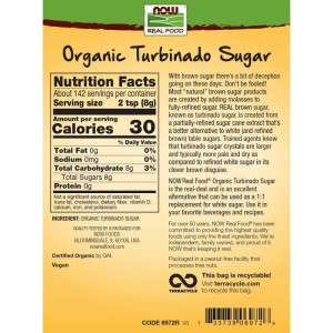 Organic Turbinado Sugar 1134 гр | Now Foods
