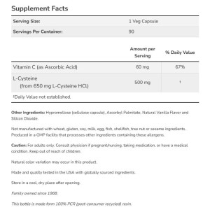 L-Cysteine 500 mg - 90 капсули
