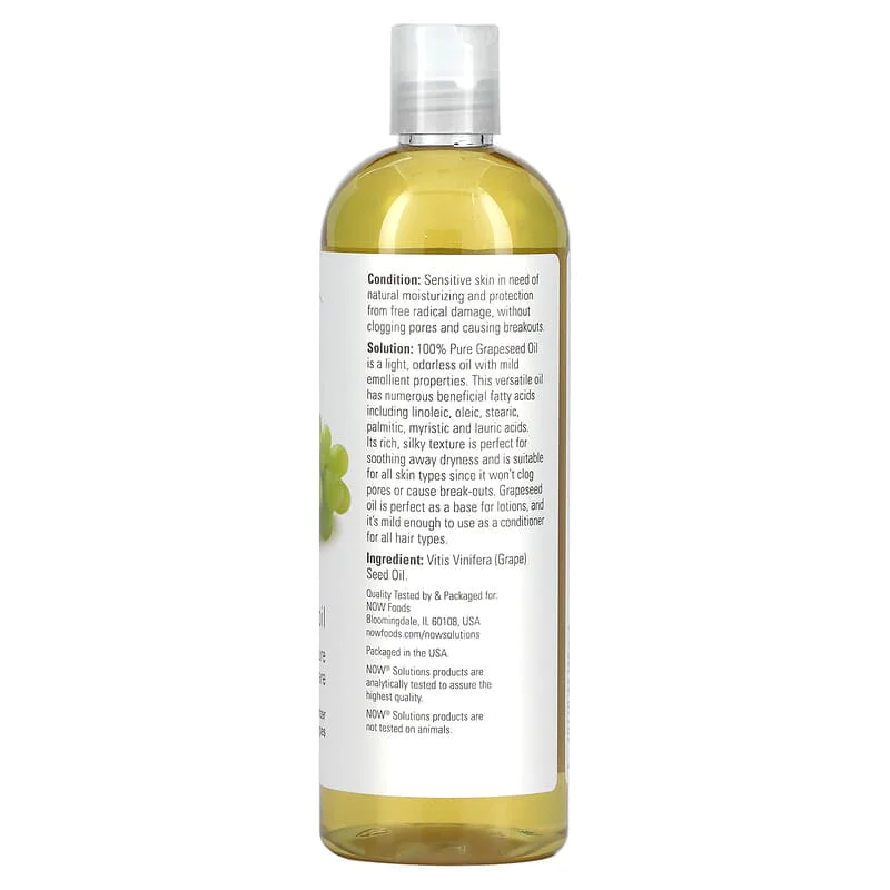 100% Pure Sensitive Skin Care Grapeseed Oil 473 мл | Now Foods 100% Pure Sensitive Skin Care Grapeseed Oil 473 мл | Now Foods