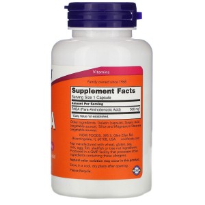 PABA Парааминобензоена киселина 500 мг 100 капсули | Now Foods