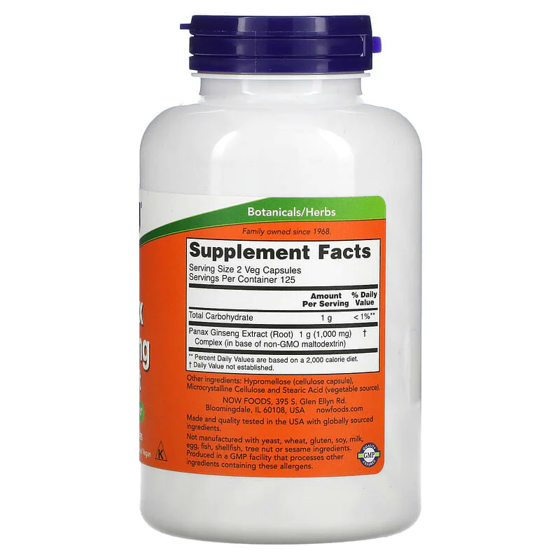 Panax Ginseng 500 мг 250 веге капсули | Now Foods Panax Ginseng 500 мг 250 веге капсули | Now Foods
