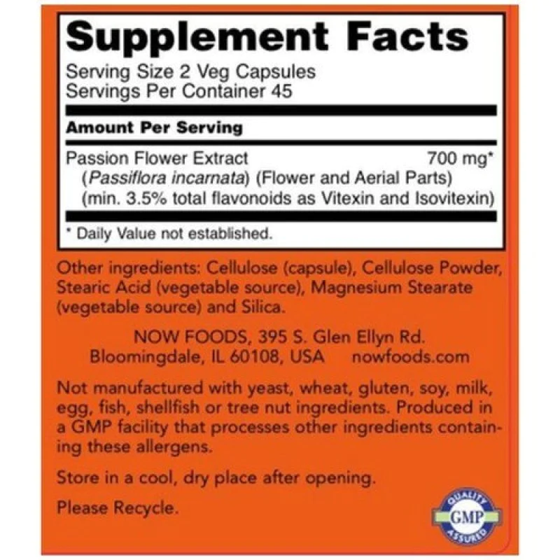 Passion Flower 350 mg 90 вегетариански капсули | Now Foods Passion Flower 350 mg 90 вегетариански капсули | Now FoodsЕфективно премахва болката
Има успокояващо въздействие върху нервната система
Може да помогне при нарушения на съня
Има антис Passion Flower 350 mg 90 вегетариански капсули | Now Foods Ефективно премахва болката Има успокояващо въздействие върху нервната система Може да помогне при нарушения на съня Има антиспазматично действие, Passion Flower 350 mg 90 вегетариански капсули | N