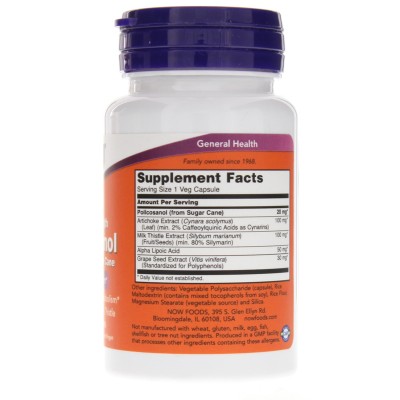 Policosanol 20 мг 90 вегетариански капсули | Now Foods За понижаване на лошия и повишаване на добрия холестерол Намалява съдържанието на триглицериди в плазмата на кръвта Бори се с високото кръвно наляга Policosanol 20 мг 90 вегетариански капсули | Now Fo