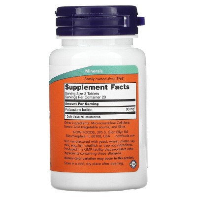 Potassium Iodide 30 мг 60 таблетки | Now Foods