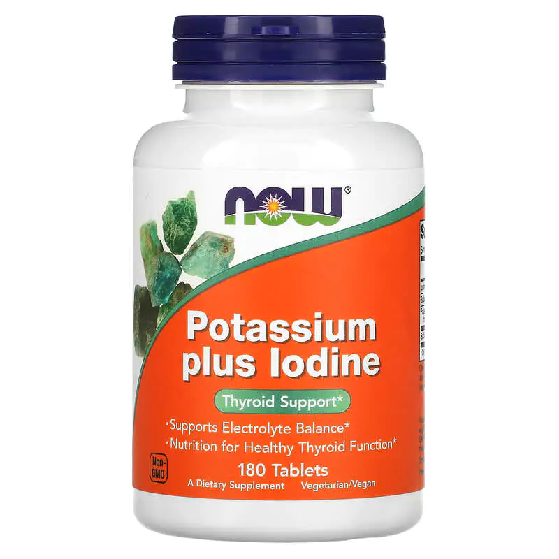 Potassium plus Iodine 180 таблетки | Now Foods Potassium plus Iodine 180 таблетки | Now Foods