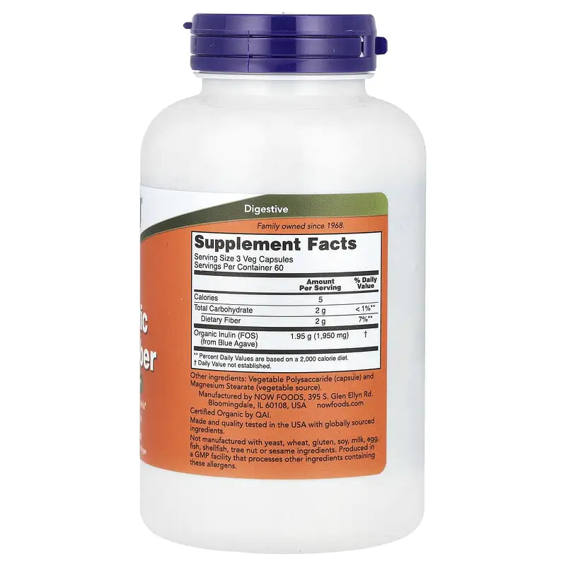 Prebiotic Inulin Fiber 180 веге капсули | Now Foods Prebiotic Inulin Fiber 180 веге капсули | Now Foods