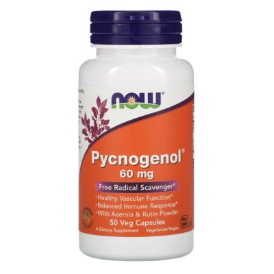 Pycnogenol 60 мг 50 вегетариански капсули | Now Foods Премахва свободните радикали от тялото Поддържа сърдечно-съдовото здраве Осигурява балансиран имунитет Има общоукрепващо действие Не съдържа ГМО Pycnogenol 60 мг 50 вегетариански капсули | Now Foods Пр