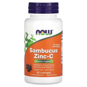 Sambucus Zinc-C 60 подезични таблетки | Now Foods