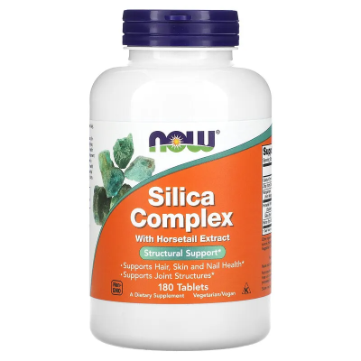 Силиций Silica Complex 180 таблетки | Now Foods Грижи се за здравината на костите и хрущялите Забавя процесите на стареене Заздравява ноктите и кожата Подсилва имунната система Използва се за лече Силиций Silica Complex 180 таблетки | Now Foods Грижи се з