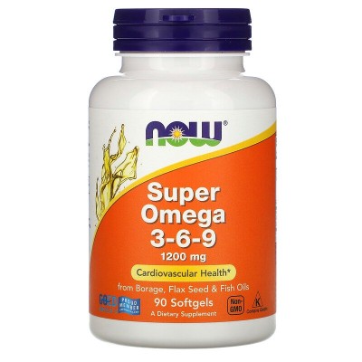 Super Omega 3-6-9 1200 мг 90 гел-капсули | Now Foods Оптимална комбинация от растителни мастни киселини и рибено масло Стимулира паметта и концентрацията Поддържа имунната система Защитава сърцето и артери Super Omega 3-6-9 1200 мг 90 гел-капсули | Now Fo