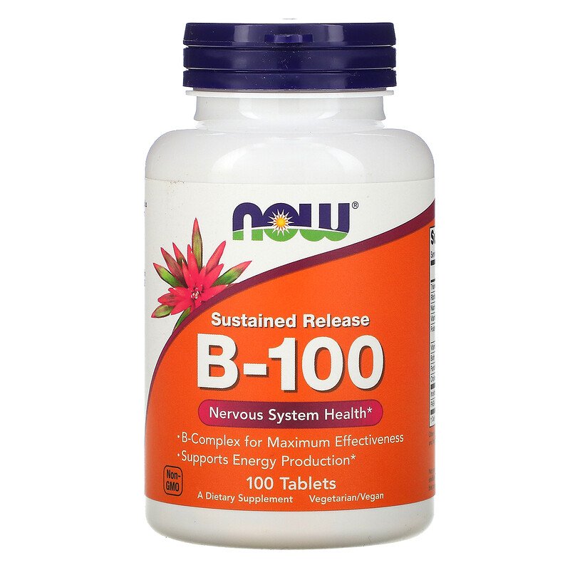 Sustained Release B-100 100 таблетки | Now Foods