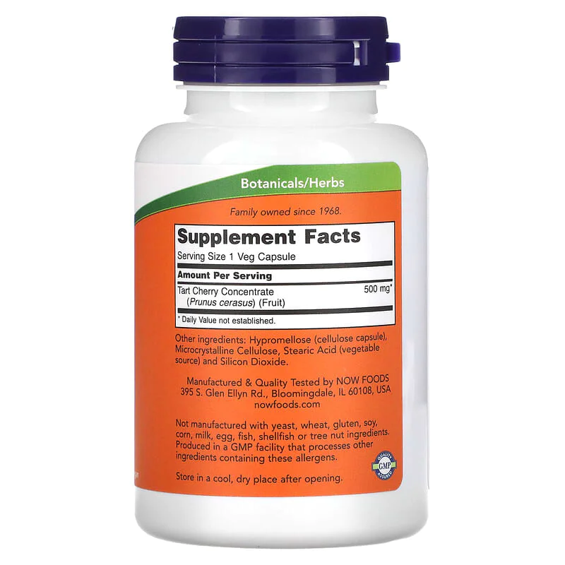 Tart Cherry 500 мг 90 веге капсули | Now Foods Tart Cherry 500 мг 90 веге капсули | Now Foods