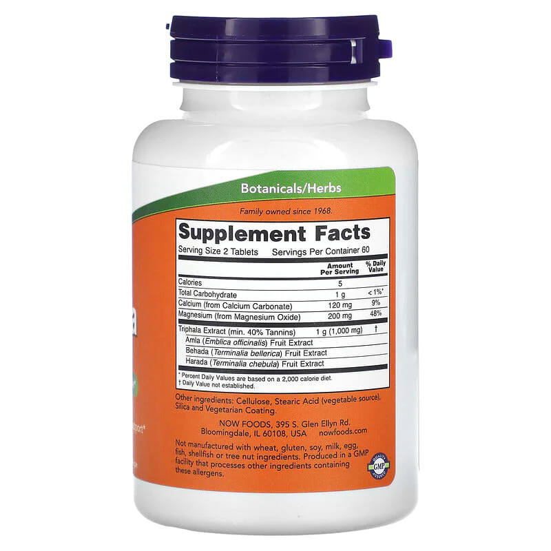 Triphala 500 мг 120 таблетки | Now Foods Triphala 500 мг 120 таблетки | Now Foods