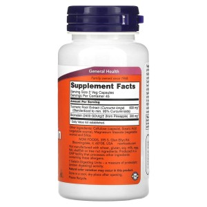 Turmeric & Bromelain 90 веге капсули | Now Foods