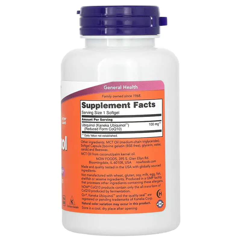 Ubiquinol 100 мг 120 гел капсули | Now Foods Ubiquinol 100 мг 120 гел капсули | Now Foods