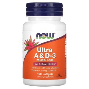 Ultra A & D-3 25000/1000 IU 100 гел-капсули | Now Foods