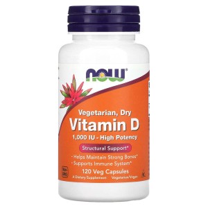 Vegetarian Dry Vitamin D 1000 IU 120 веге капсули | Now Foods