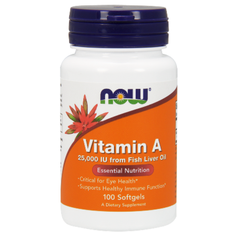 Vitamin A (25,000 IU) 100 гел-капсули | Now Foods