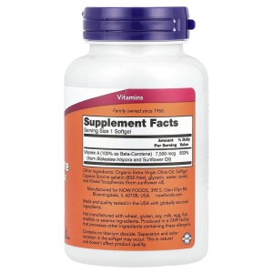 Витамин А (Бета Каротин) 25,000 IU 180 дражета | Now Foods