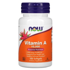 Витамин А 10 000 IU 100 дражета | Now Foods