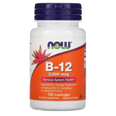 Витамин B12 2000 мкг 100 дражета | Now Foods Подпомага имунната система Изключително необходим за нервната система Използва се за лечение на анемия Придава енергия За по-добра памет и пъргав ум Не съ Витамин B12 2000 мкг 100 дражета | Now Foods Подпомага 