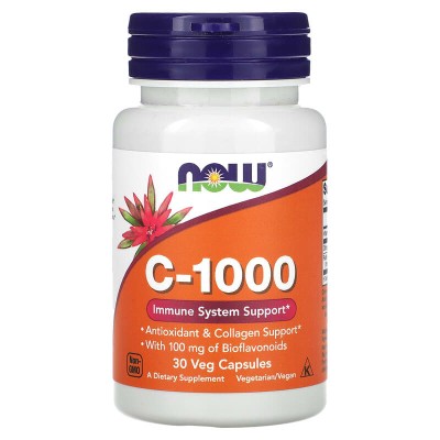 Vitamin C-1000 with Bioflavonoids 30 веге капсули | Now Foods