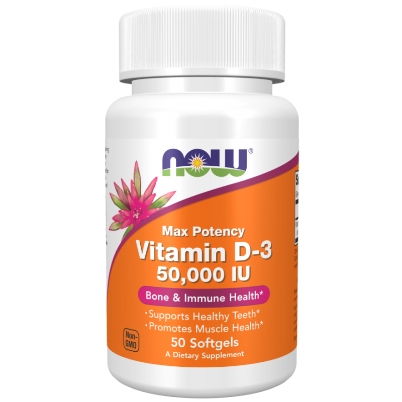 Vitamin D-3 50000 IU 50 гел-капсули | Now Foods