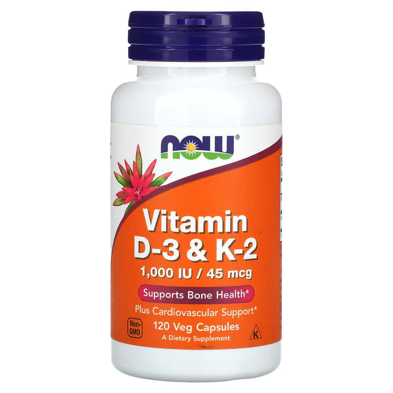 Vitamin D-3 & K-2 1000 IU/45 мкг 120 веге капсули | Now Foods Vitamin D-3 & K-2 1000 IU/45 мкг 120 веге капсули | Now Foods