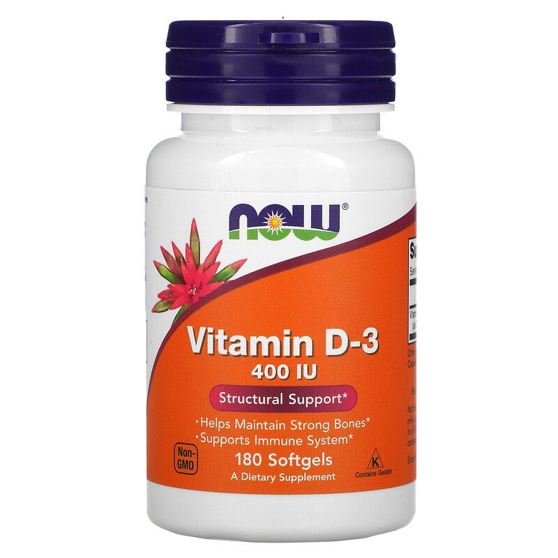 Витамин D-3 400 IU 180 дражета | Now Foods