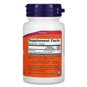 Витамин D-3 400 IU 180 дражета | Now Foods