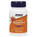 Vitamin D-3 5000 IU Дъвчащ (Мента) 120 дражета | Now Foods