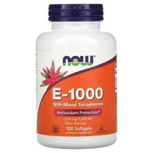 Vitamin Е-1000 Mixed Tocopherols 100 дражета | Now Foods