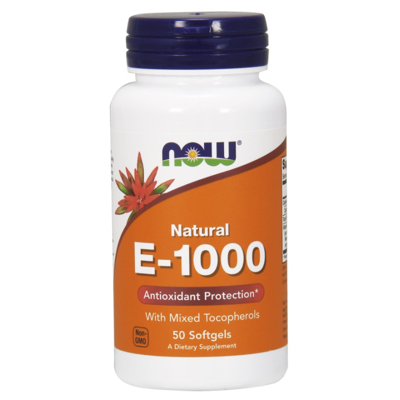 Vitamin Е-1000 Mixed Tocopherols 50 дражета | Now Foods