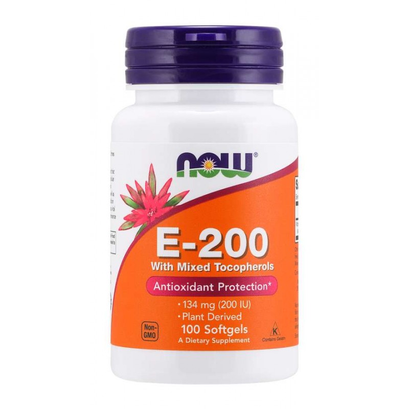 Витамин E-200 IU MT 100 дражета | Now Foods