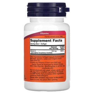 Vitamin E-200 IU d-Alpha Tocopheryl 100 гел-капсули | Now Foods