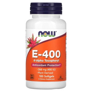 Vitamin E-400 IU d-Alpha Tocopheryl 100 гел-капсули | Now Foods