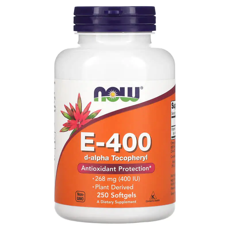 Vitamin E-400 IU d-Alpha Tocopheryl 250 гел-капсули | Now Foods