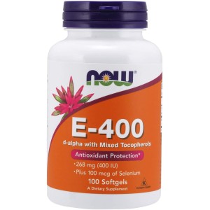 Vitamin E-400 + Selenium 100 гел-капсули | Now Foods