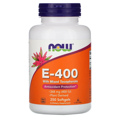 Витамин Е 400 IU MT 250 гел капсули | Now Foods Мощен антиоксидант Подобряване снабдяването с кислород на тъканите  Стимулиране на имунната система  100% микс от естествени Токофероли  За Витамин Е 400 IU MT 250 гел капсули | Now Foods Мощен антиоксидант 
