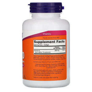Витамин Е 400 IU MT 250 гел капсули | Now Foods
