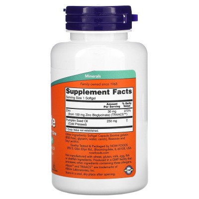 Zinc Glycinate 30 мг 120 дражета | Now Foods За здравето на косата, кожата и ноктите Поддържа мъжката репродуктивна функция Против акне Спомага обмяната на веществата Подкрепя имунната защита Zinc Glycinate 30 мг 120 дражета | Now Foods За здравето на кос