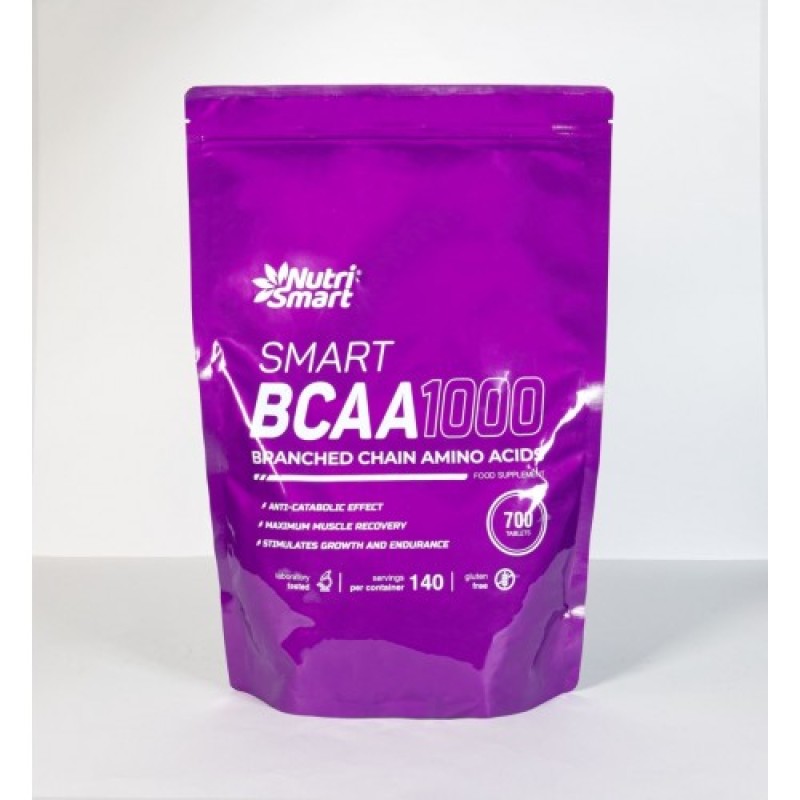 BCAA 1000 700 таблетки | Nutri Smart  За покачване на повече мускулна маса За по-бързо възстановяване на силите и енергията след тренировка За намаляване на мускулната болезненост BCAA 1000 мг 700 на BCAA 1000 700 таблетки | Nutri Smart  За покачване на п
