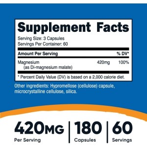 Magnesium Malate 140 мг 180 капсули | Nutricost Magnesium Malate 140 мг 180 капсули | Nutricost
