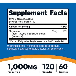 Magnesium Orotate 120 капсули | Nutricost