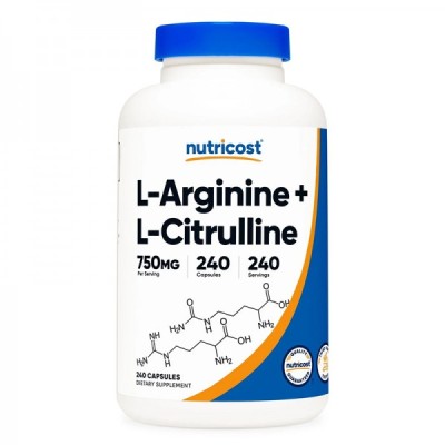 L-Arginine + L-Citrulline 240 капсули | Nutricost