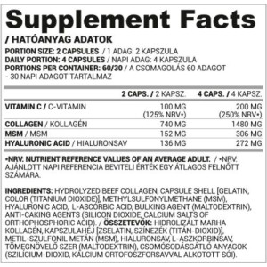 Collagen, Hyaluron, MSM + Vitamin C 120 капсули | Nutriversum