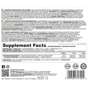 Creatine Monohydrate Powder - Неовкусен 500 гр | Nutriversum